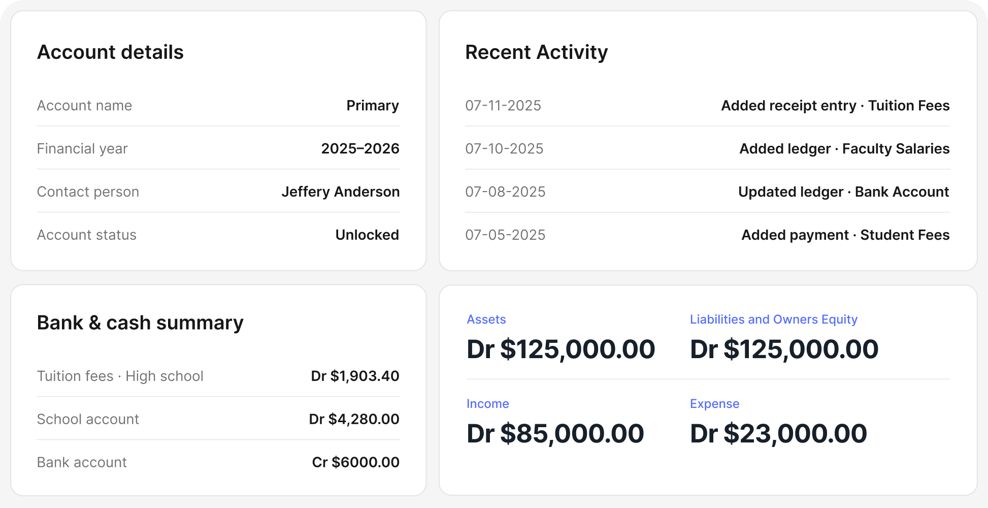 Classe365 student billing and fees dashboard for CFOs