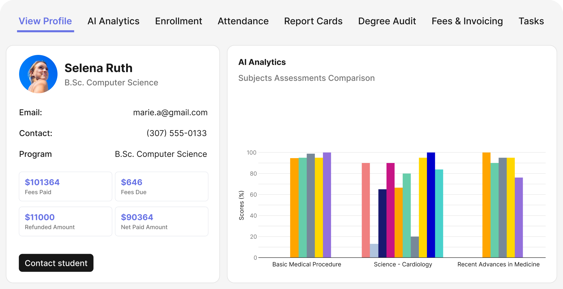 Classe365 student management dashboard for CTOs